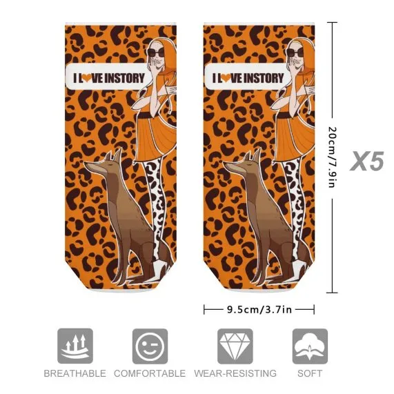 5 Pairs Socks Leopard Fashionable - King Stone Brothers and Co™️