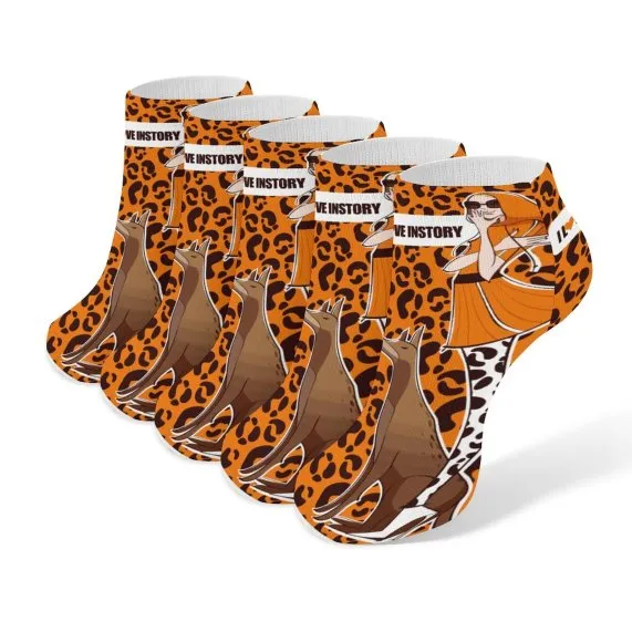 5 Pairs Socks Leopard Fashionable - King Stone Brothers and Co™️