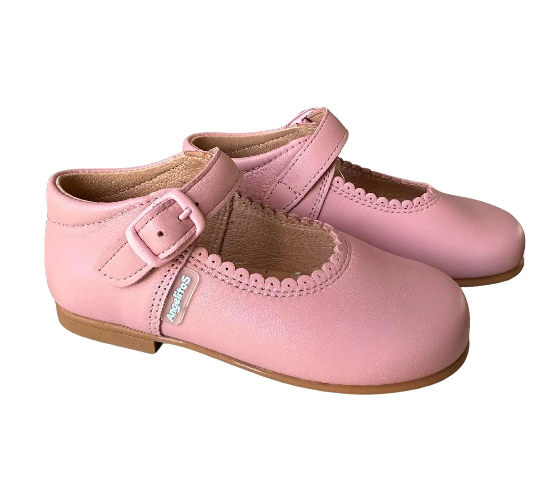 Angelitos - Girls Pink Leather Mary Jane Shoes