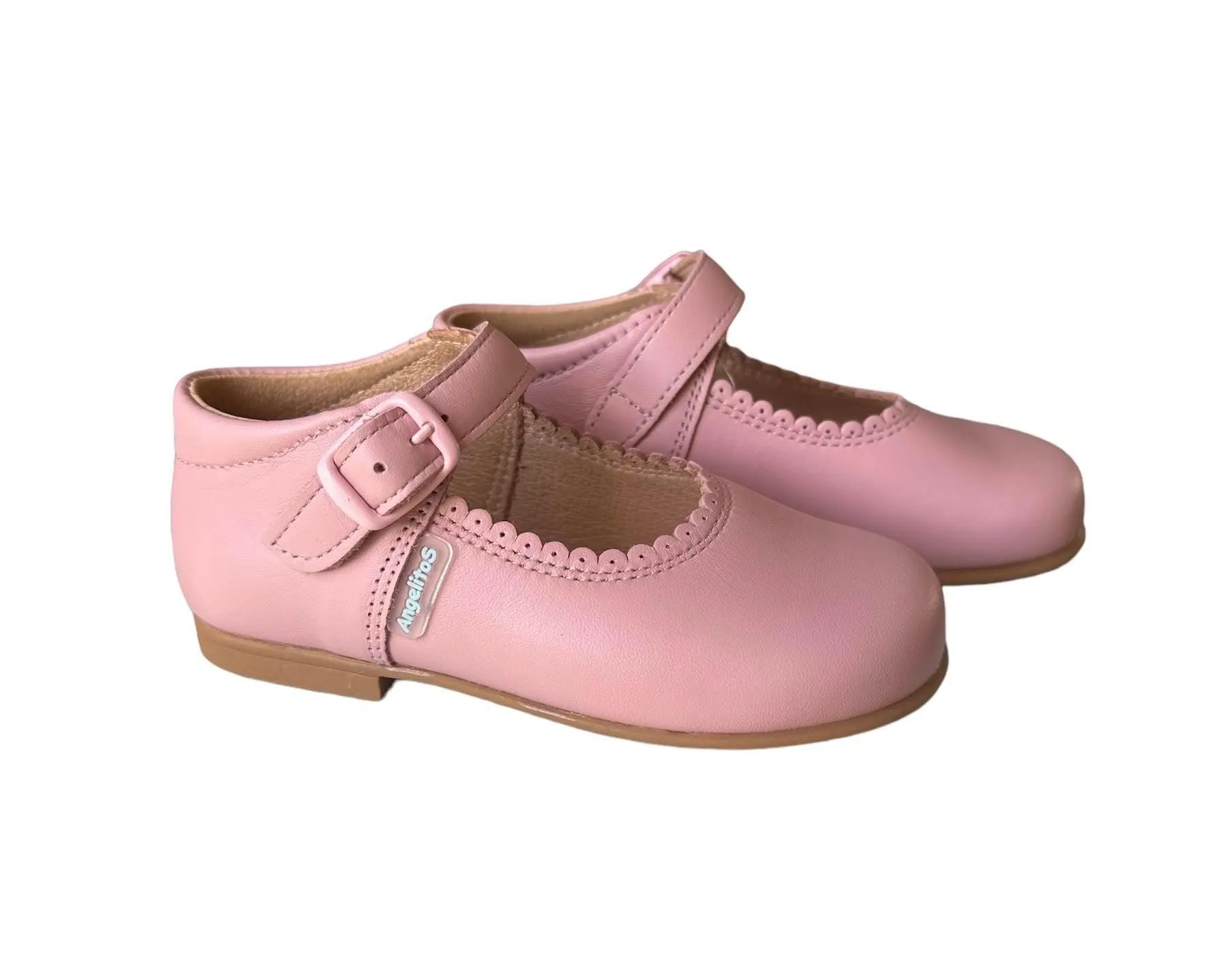 Angelitos - Girls Pink Leather Mary Jane Shoes