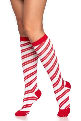 Candy Cane Knee Socks