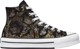 Converse Chuck Taylor All Star EVA Lift Platform High GS Butterfly Shine Sneakers, Black