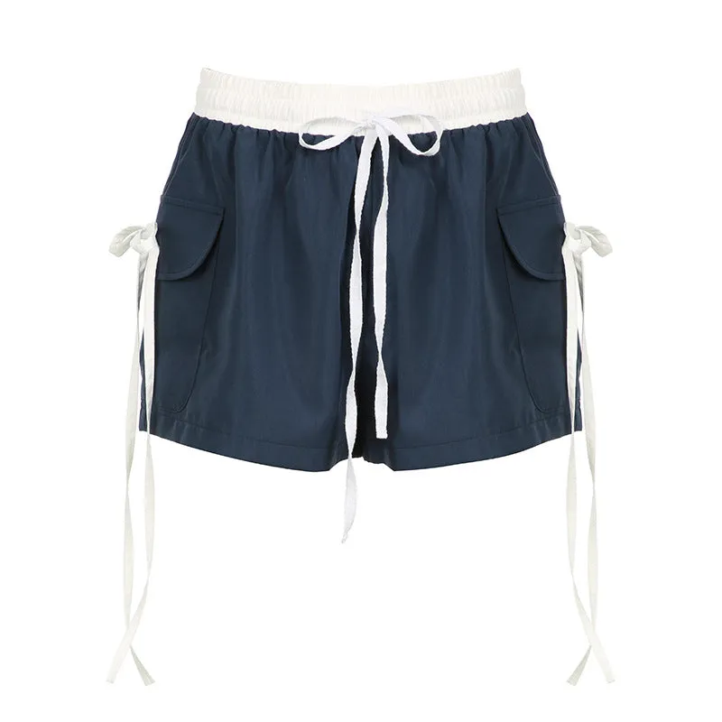 Drawstring Side-Tie Cargo Shorts