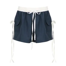 Drawstring Side-Tie Cargo Shorts