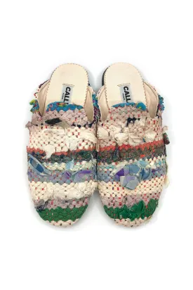 Kili Babouche Flats In Colors White, Coral, Pale Blue & Green (Size 40)