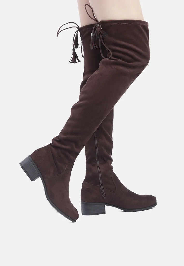 Nople Knee Boots With Drawstring