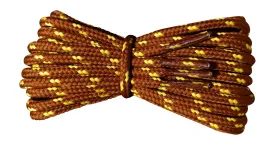 Round 4 mm Nutmeg and Yellow boot laces for walking and casual boots