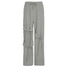 Tie-Detail Wide-Leg Sweatpants