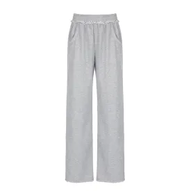 Wide-Leg Sweatpants with Raw Hem